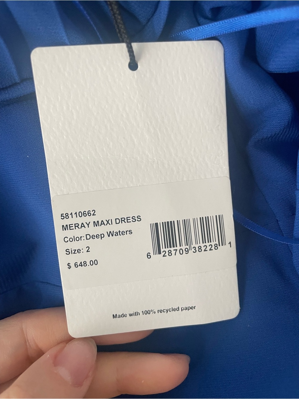 AMUR Cobalt Blue Backless Pleated Maxi Dress with Ruffle Halter - Picture 8 of 8